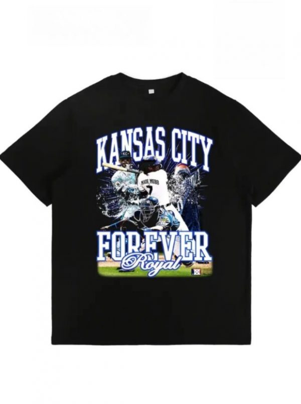 Large Size Men's KC Football Graphic Print Crew Neck Short-sleeved T-shirt, Casual Crew Neck, Slight Stretch, Knitted Fabric Suitable For All Seasons, Regular Fit