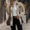 Lapel Pocket Plaid Colorblock Coat – Bild 3