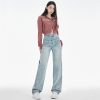 Women's Straight Jeans Dark Blue Embroidered Letters – Bild 2