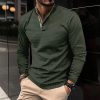 Men's Double Layer Lapel Polo Shirt Fashion Waffle Long-sleeved Tops Clothing – Bild 3
