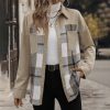 Lapel Pocket Plaid Colorblock Coat – Bild 4