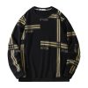 Men's Striped Round Neck Sweater Fleece-lined Thickened – Bild 3