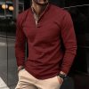 Men's Double Layer Lapel Polo Shirt Fashion Waffle Long-sleeved Tops Clothing – Bild 4