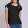 Women's Round Neck Knitted Top Casual Striped Contrast Color Sweater – Bild 3