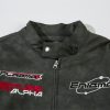 Men's Embroidered Letter Motorcycle Suit Leather Jacket – Bild 3