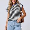 Women's Round Neck Knitted Top Casual Striped Contrast Color Sweater – Bild 2