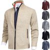 Men's Solid Color Stand Collar Cardigan Sweaters Coat – Bild 4