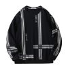 Men's Striped Round Neck Sweater Fleece-lined Thickened – Bild 4