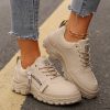 Lace-up Sports Shoes With Side-Zipper Design Fashion Thick-soled Round-toe Casual Shoes For Women Sneakers – Bild 5
