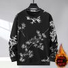 Men's Striped Round Neck Sweater Fleece-lined Thickened – Bild 8
