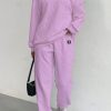 Women's Jacquard Long Sleeve Casual Round Neck Sweater Trousers Suit – Bild 3