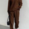 Women's Jacquard Long Sleeve Casual Round Neck Sweater Trousers Suit – Bild 5