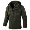Men's Casual Hooded Jacket Parka Autumn And Winter Warm Solid Color Windproof Coat Outdoor Clothes With Multiple Pockets – Bild 4
