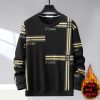 Men's Striped Round Neck Sweater Fleece-lined Thickened – Bild 9
