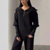 Long Sleeve Suit Zipper Lapel Top And Drawstring Trousers Fashion Casual Sports Clothing For Women – Bild 4