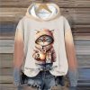 3D Printed Cat Pattern Sportswear Casual Hoodie Long Sleeve Top – Bild 5